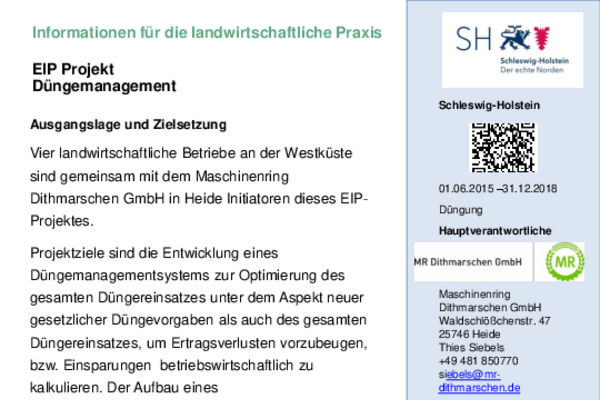 Praxisblatt der OG Düngemanagement