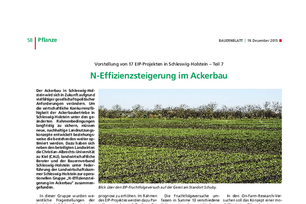 N-Effizienzsteigerung im Ackerbau
