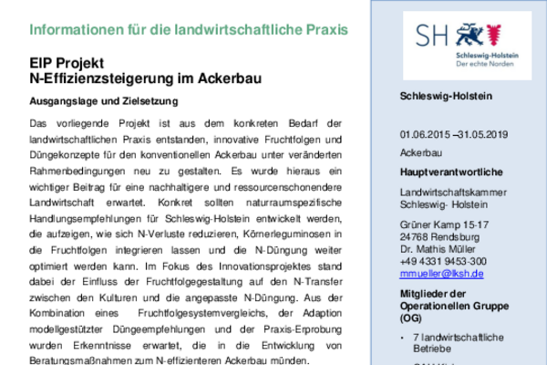 Praxisblatt der OG N-Effizienz im Ackerbau