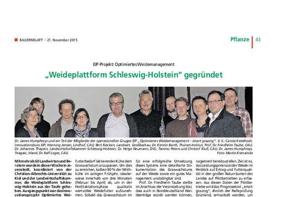 "Weideplattform Schleswig- Holstein" gegründet