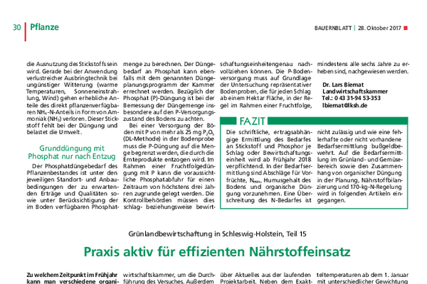Praxis aktiv für effizienten Nährstoffeinsatz