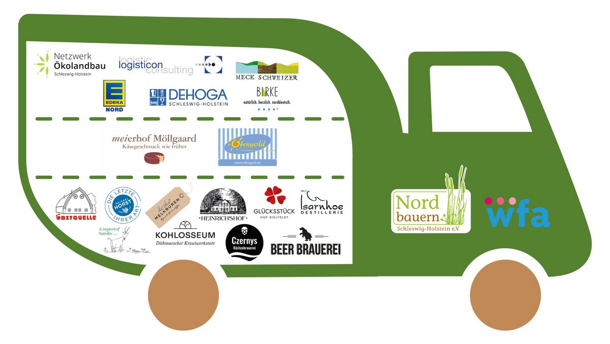 LKW mit Logos der Mitglieder